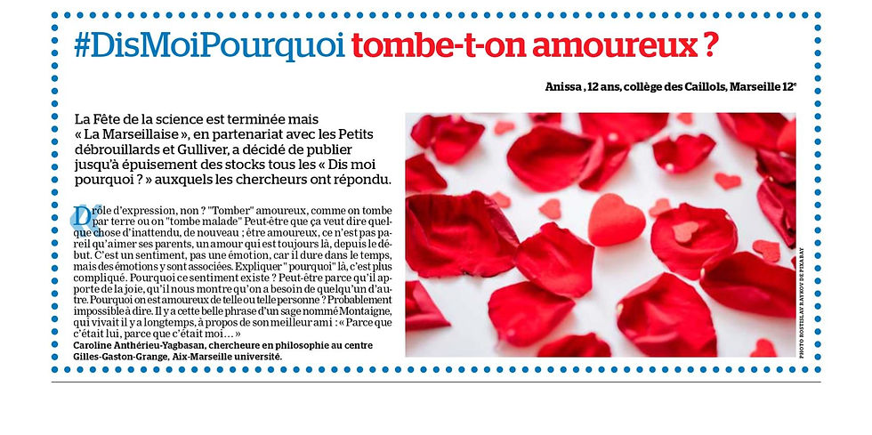 Dis-moi pourquoi ? Une série d'articles pour la Fête de la science