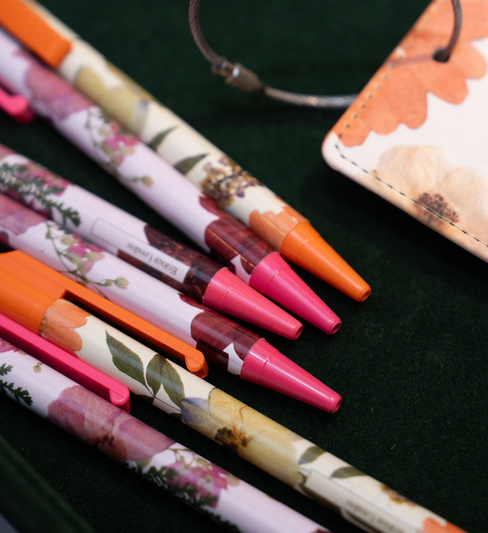 Thumbnail: ‘Love’ flower pattern click biro - blue ink