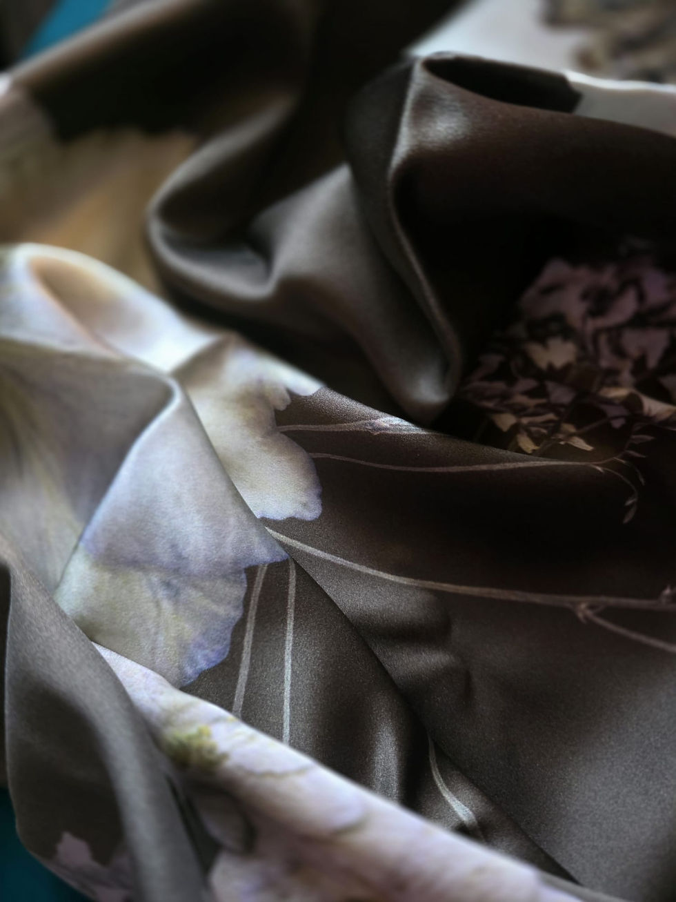 Thumbnail: Classic chocolate resilience floral pure silk scarf - real flower print square