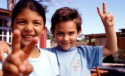 A pair of happy children that are having fun