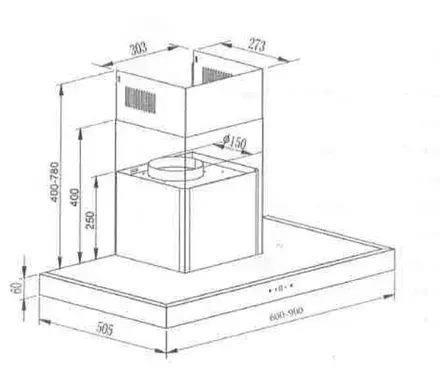 Thumbnail: Avg Cooker Hood TShape 90cms. Model 5005-900