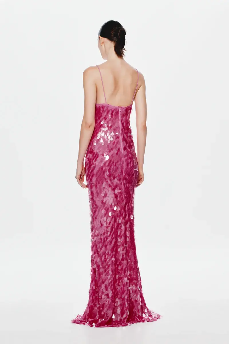 Thumbnail: Pink Misha Sapphire Sequin Maxi Dress