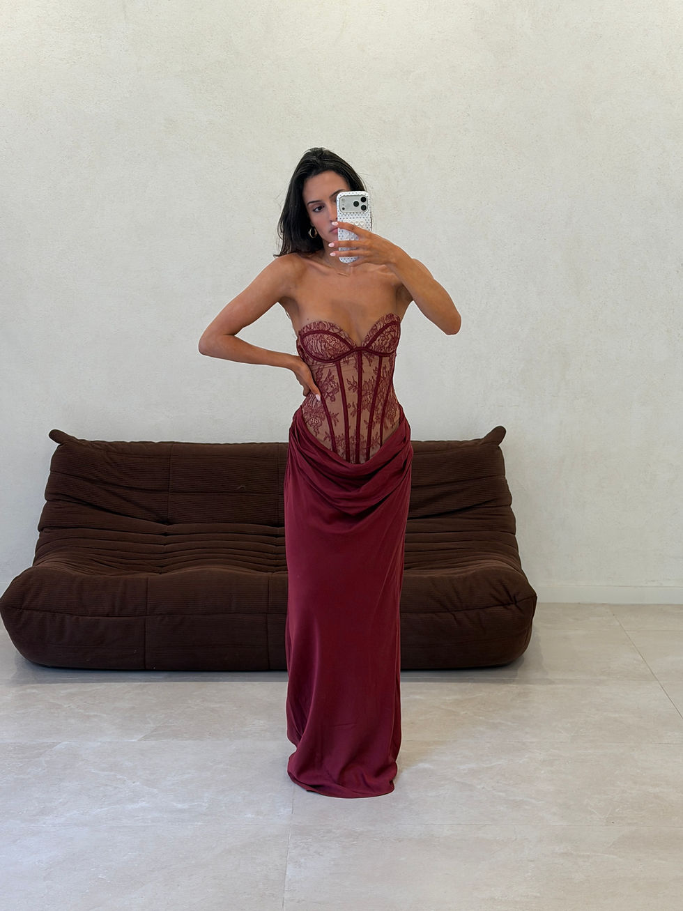 Thumbnail: Burgundy Kathleen Baby Boo Maxi Dress