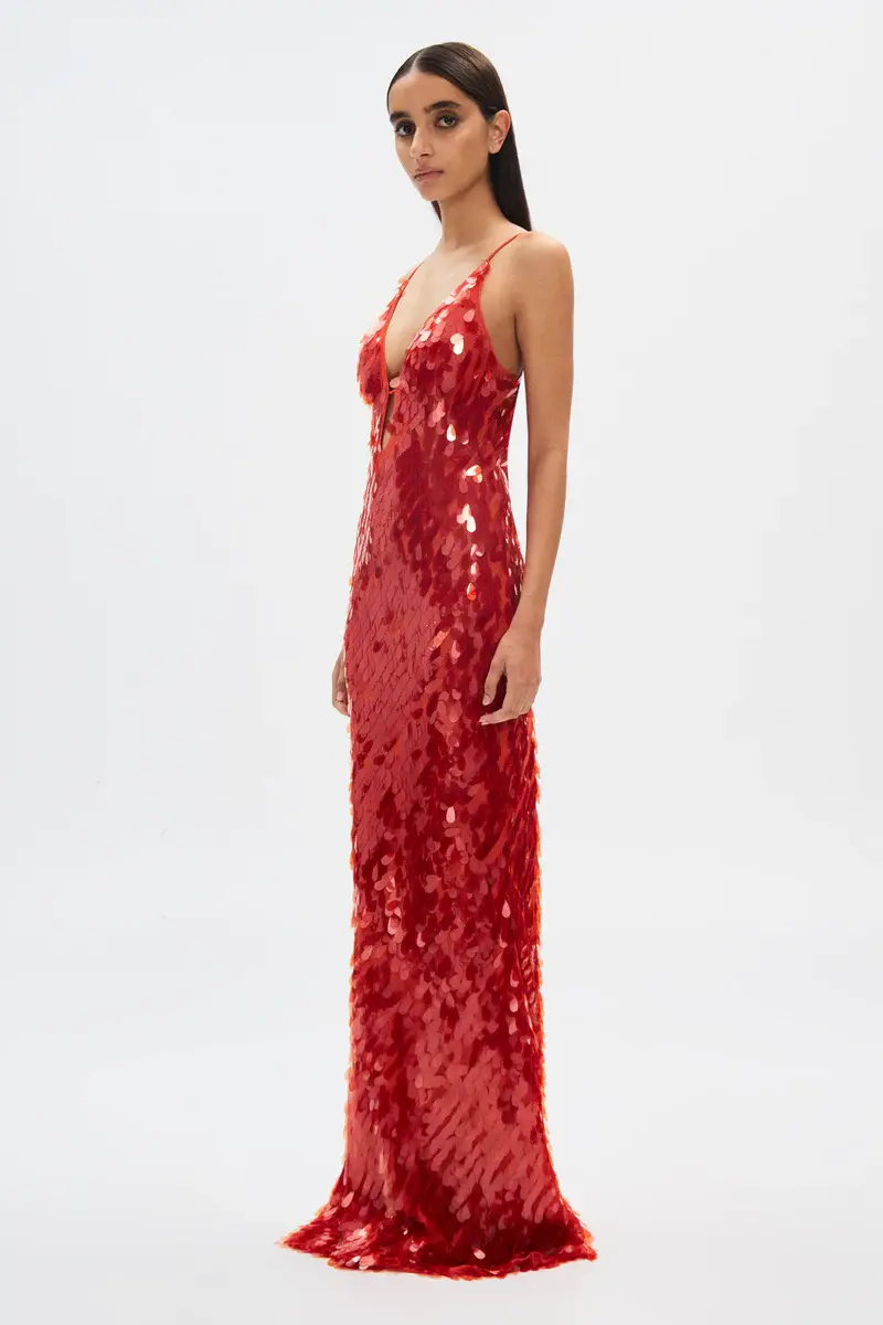 Thumbnail: Red Misha Sapphire Sequin Maxi Dress