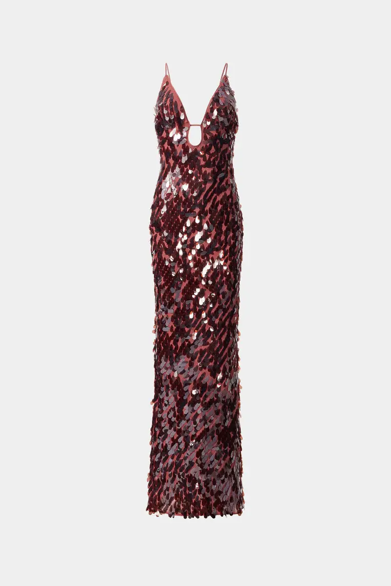 Thumbnail: Brown Misha Sapphire Sequin Maxi Dress
