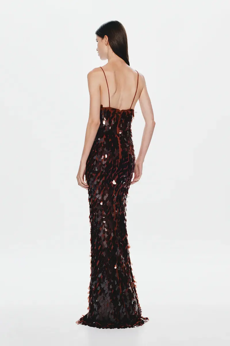 Thumbnail: Brown Misha Sapphire Sequin Maxi Dress