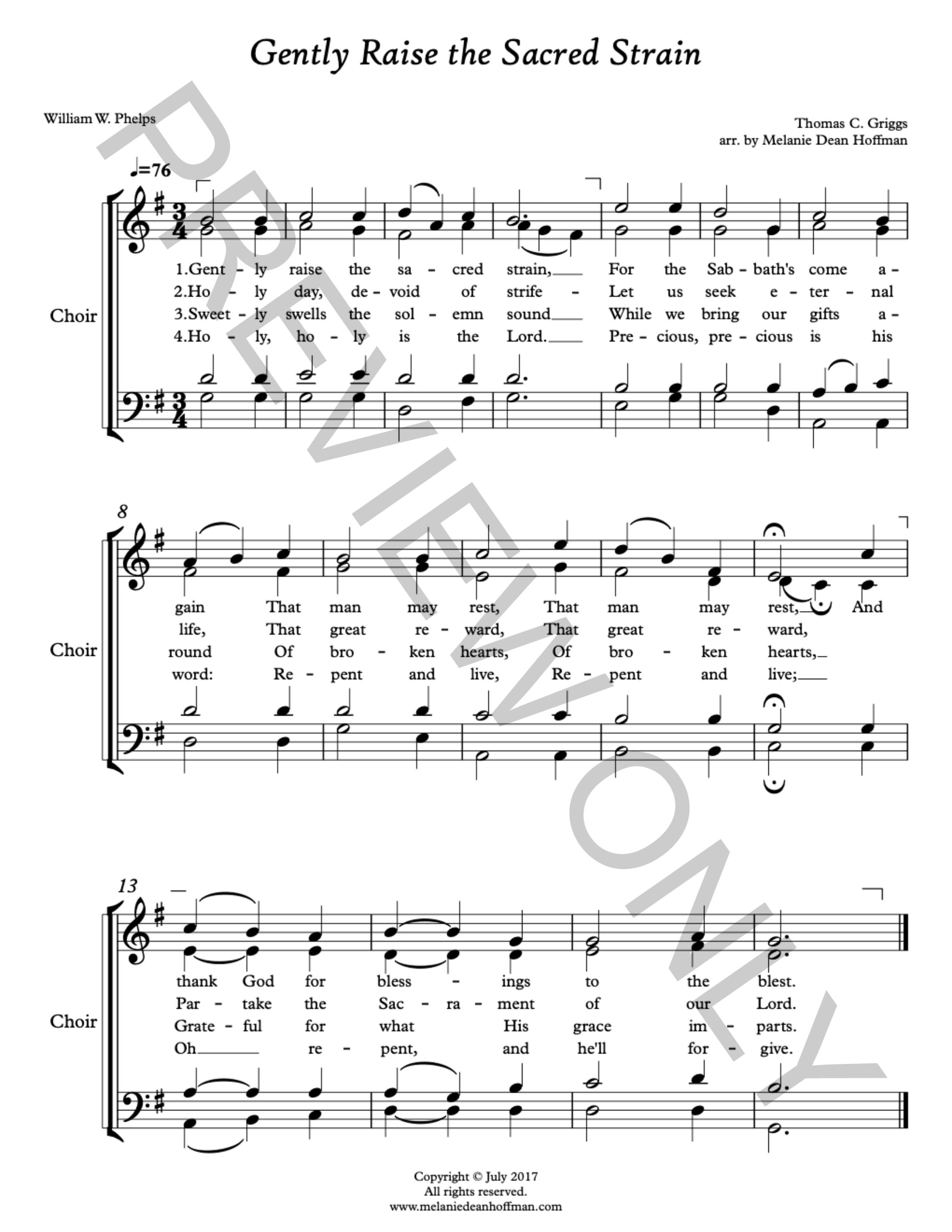 Gently Raise the Sacred Strain