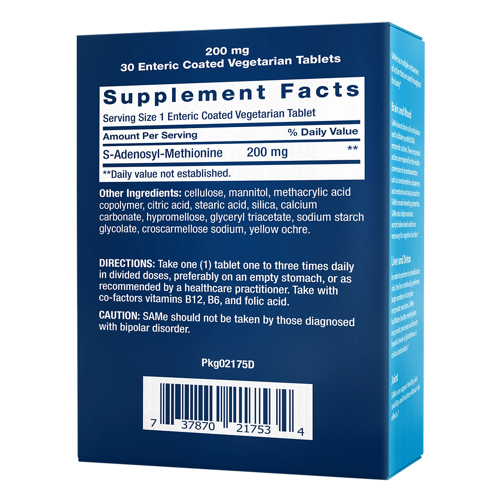 Miniatura: SAMe S-Adenosyl-Methionine 200 mg, 30 enteric-coated veg. tablets