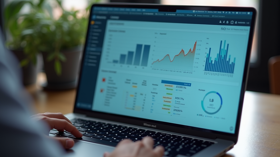 Close-up view of a laptop screen showing chatbot analytics dashboard