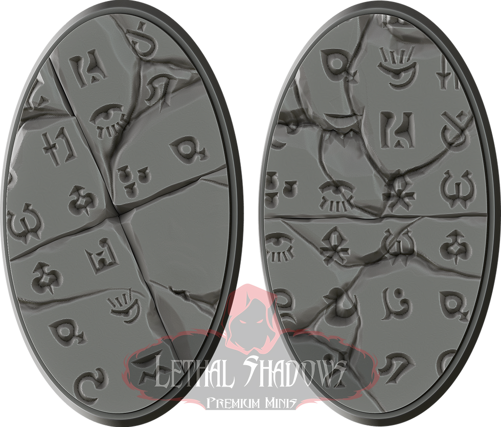 Cracked stone disk with cryptic symbols, Lethal Shadows Premium Ware