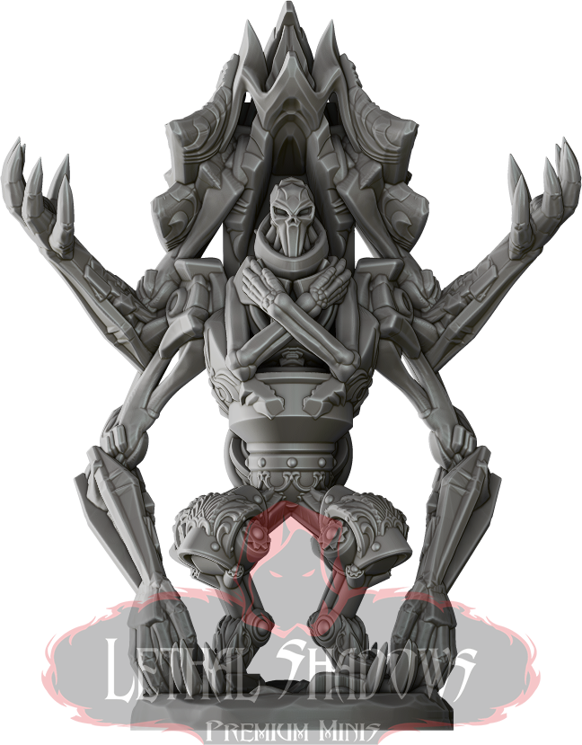 Grey skeletal figure miniature, Lethal Shadows logo