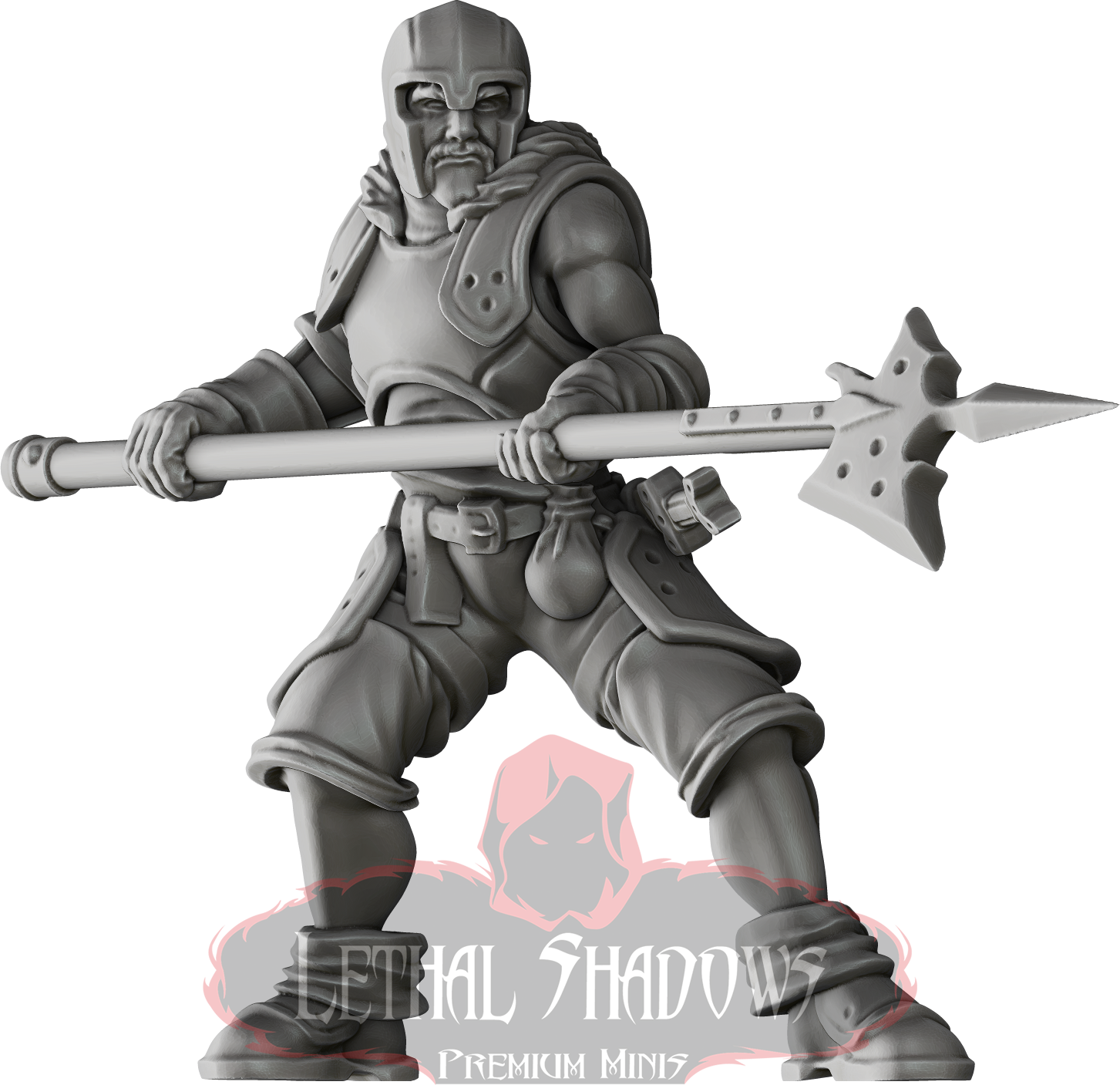 Lethal Shadows miniature: armored warrior with halberd