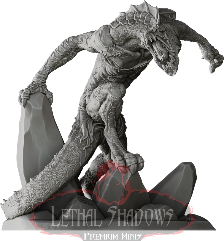 Grey dragon miniature figurine, Lethal Shadows