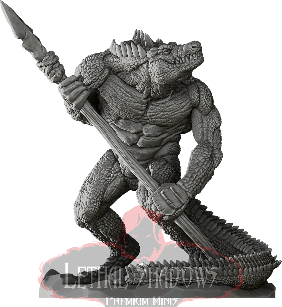 Lethal Shadows miniature: reptilian warrior with spear