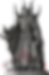 Grey skeletal figure, ornate robes, holding staff