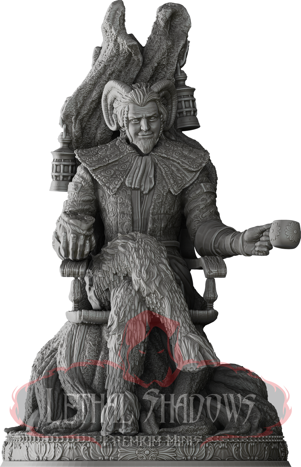 Miniature figurine of a seated, sinister figure