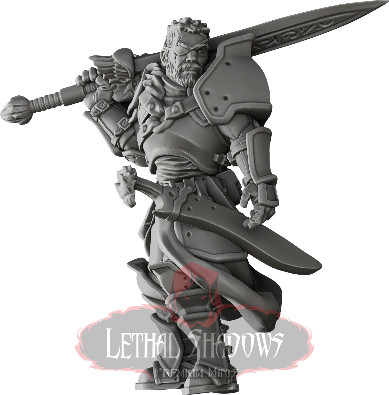 Render of King's Guard Warrior 11 (Human) armored figure wielding a Great sword