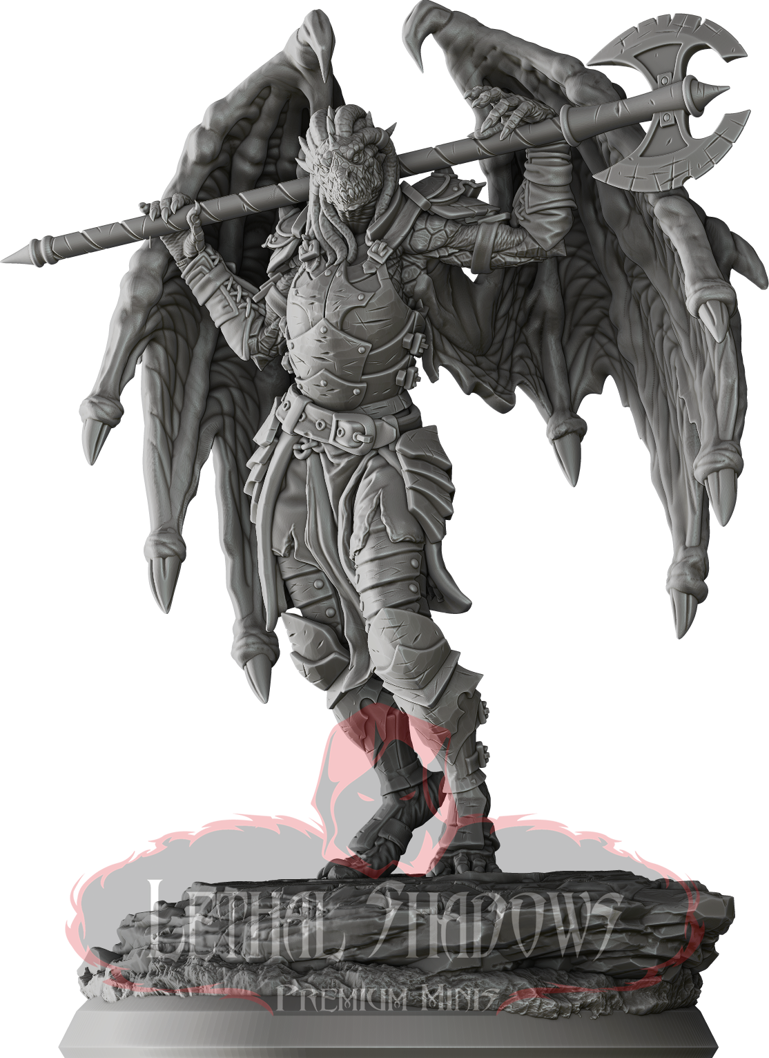 Lethal Shadows miniature: armored angel warrior with large axe