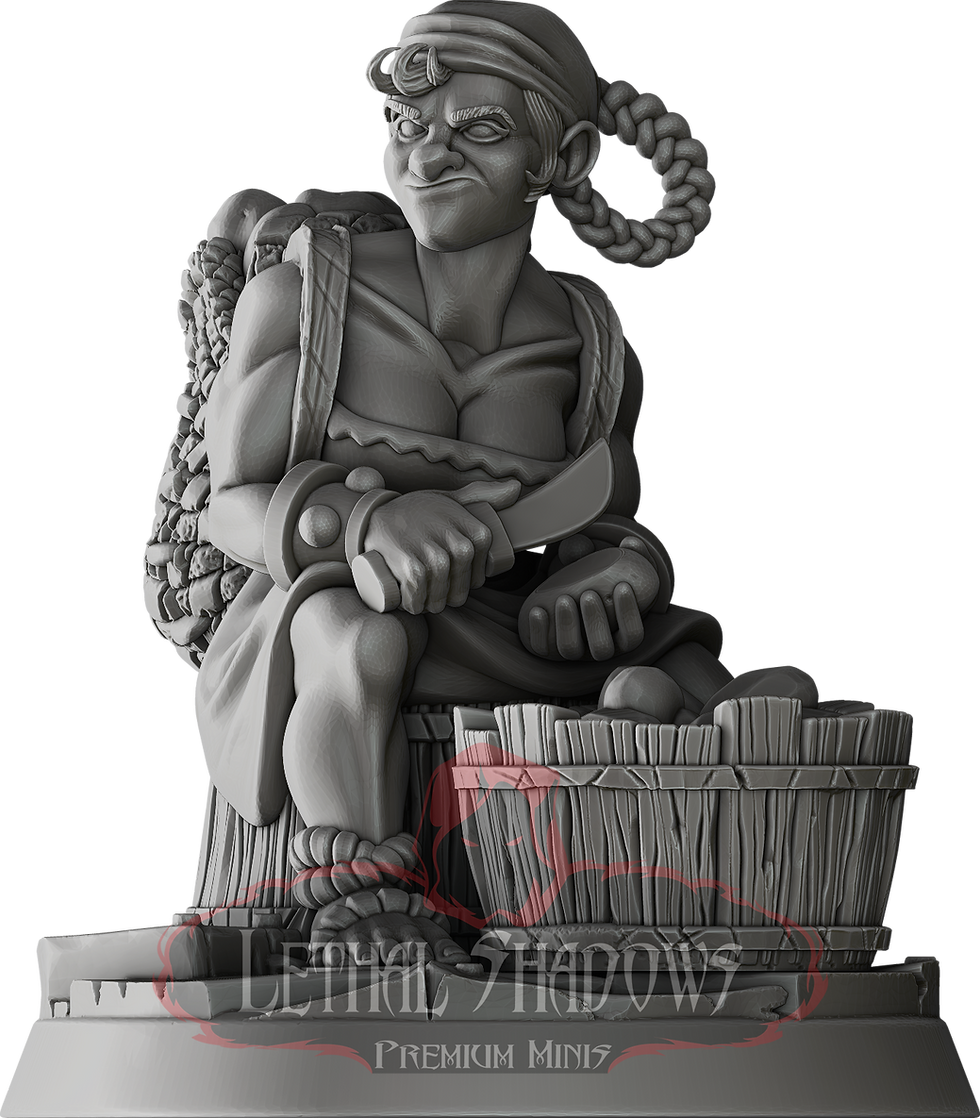 Miniature goblin figure carving wood
