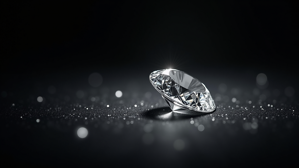 Close-up view of a sparkling diamond on a black background