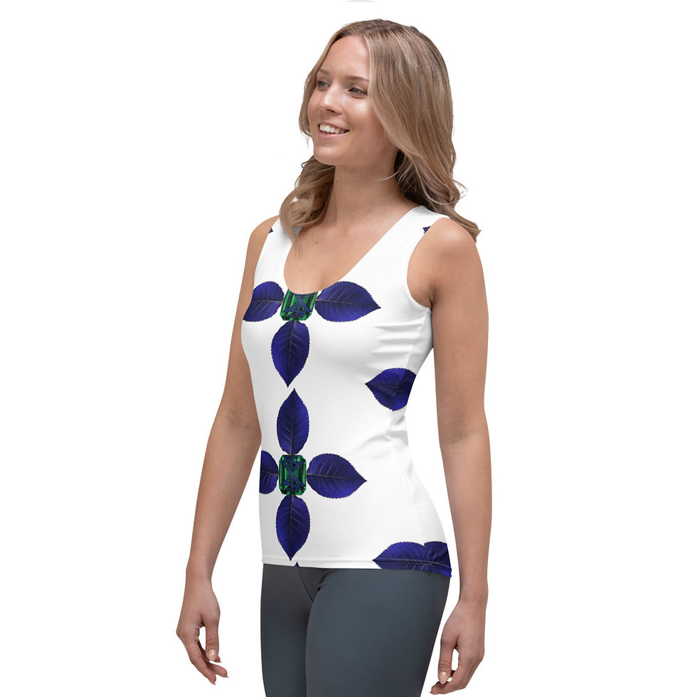 Thumbnail: "BlueLeaf Emerald-P2" (White) Sublimation Cut & Sew Tank Top