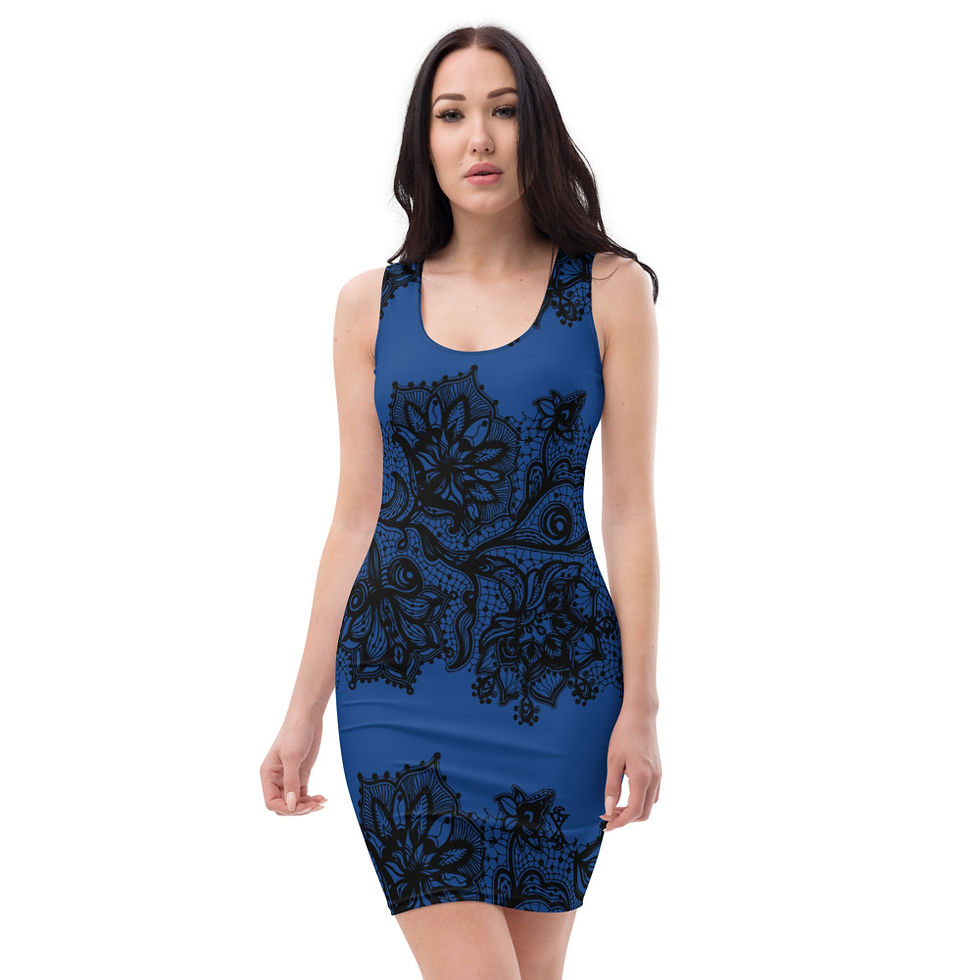 "Black Lace" (Blue2) Sublimation Cut & Sew Dress