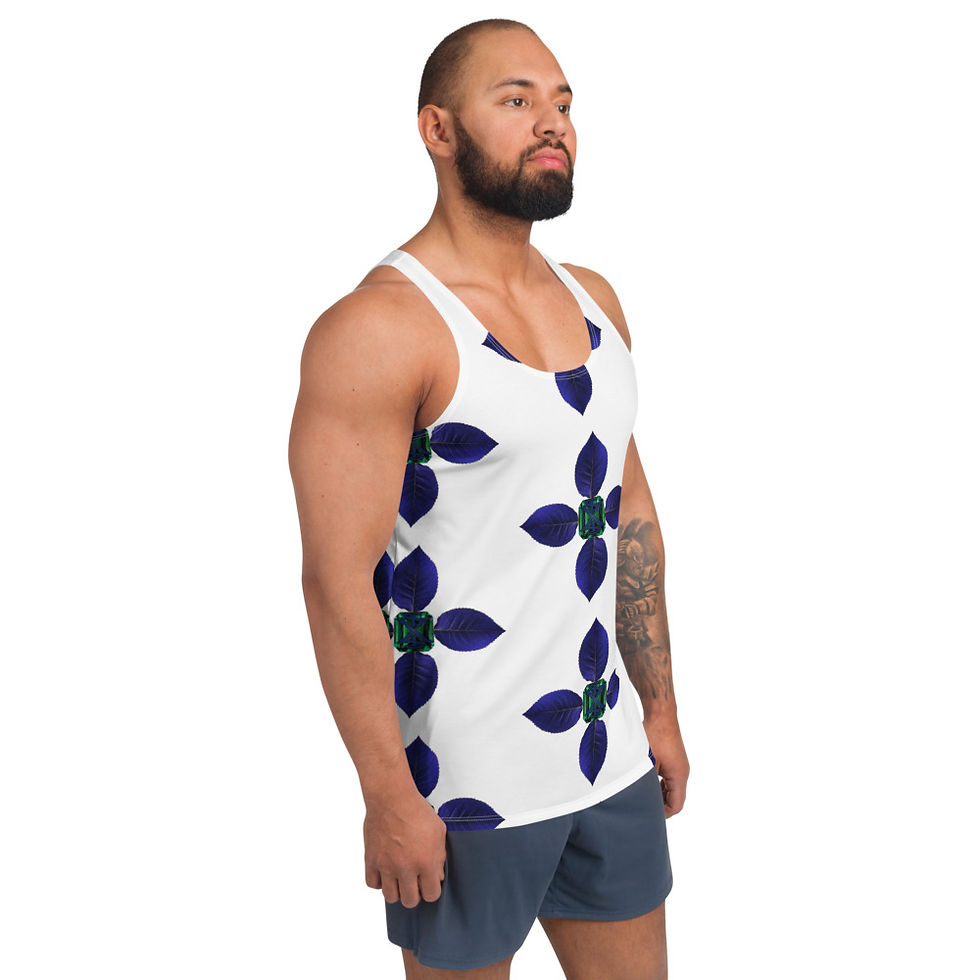 Thumbnail: "BlueLeaf Emerald" (White) Unisex Tank Top