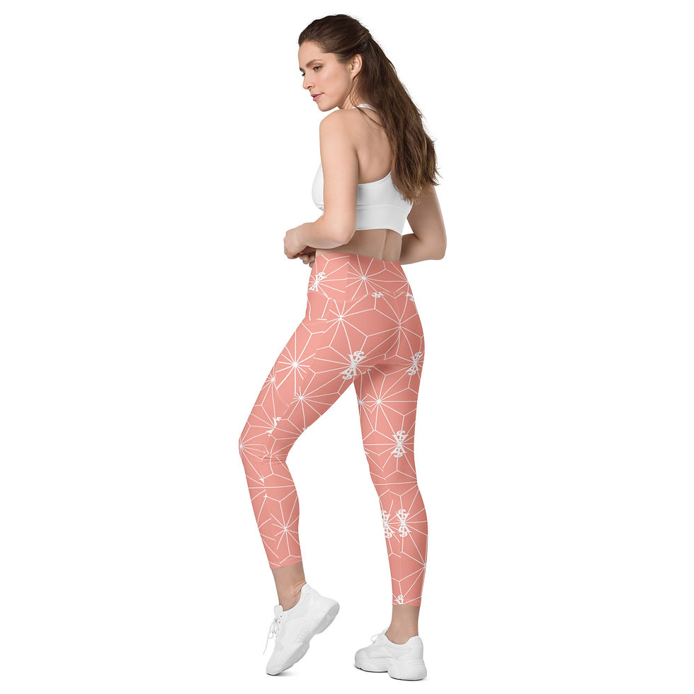 Thumbnail: "SGP" (White, Pink) Crossover leggings with pockets