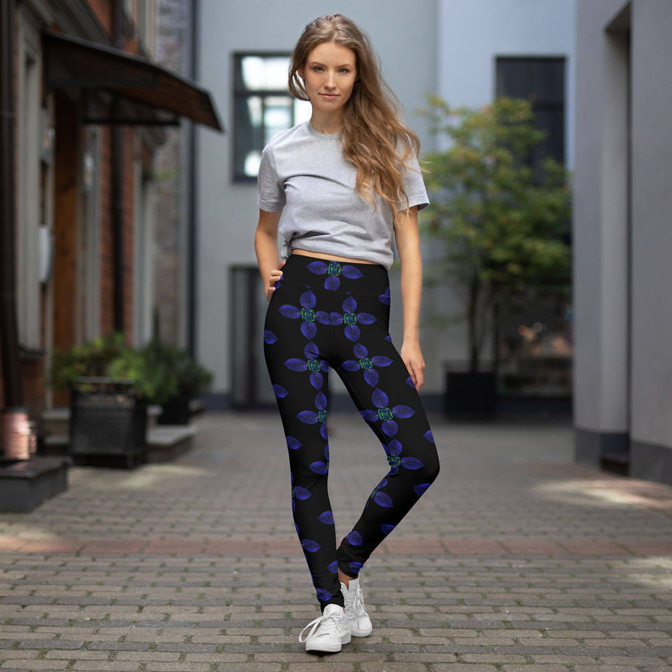 Thumbnail: "BlueLeaf Emerald-P2" (Black) Yoga Leggings