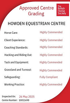 BHS highly commended riding school