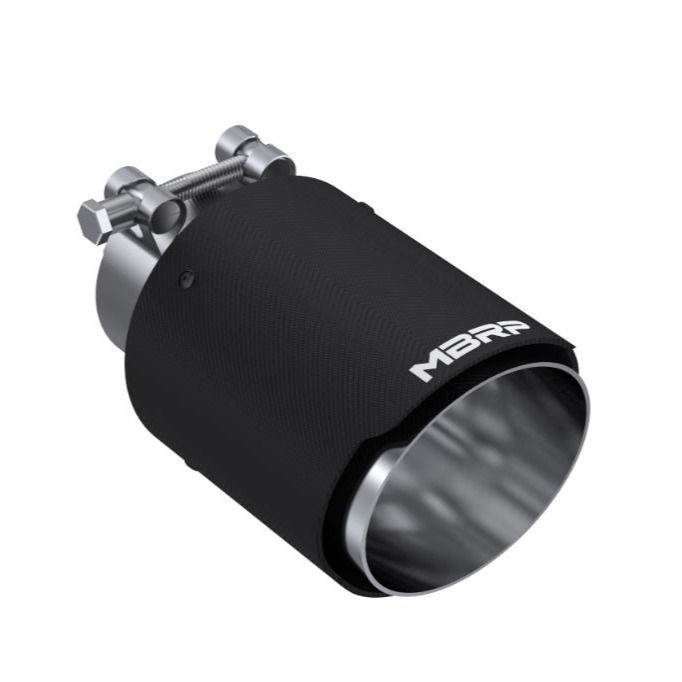 MBRP チップ インレット:2.5in 長さ:6.5in 直径:4in T304ステンレス カーボン デュアルウォール アングル マフラー T5176CF