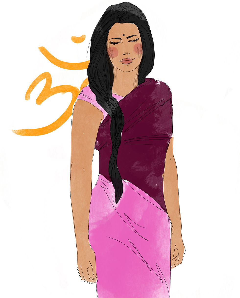 Hindu Woman with eyes closed.