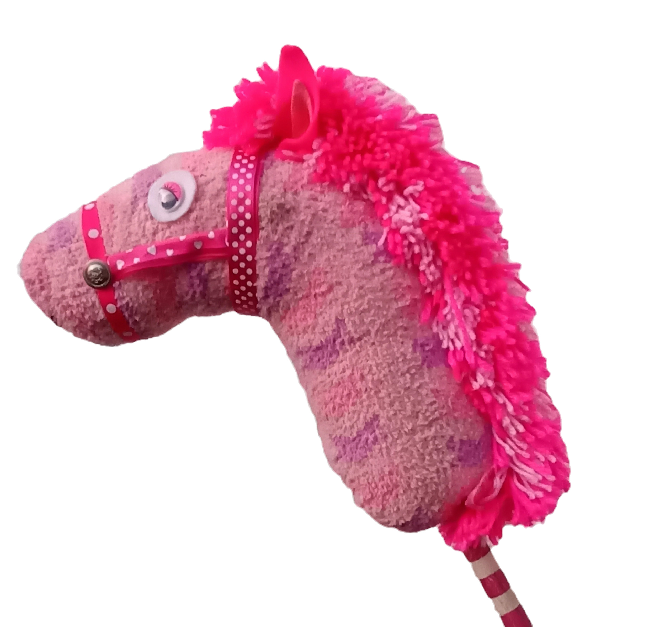 Children's Soft Wool Hobbyhorse on Wooden Stick