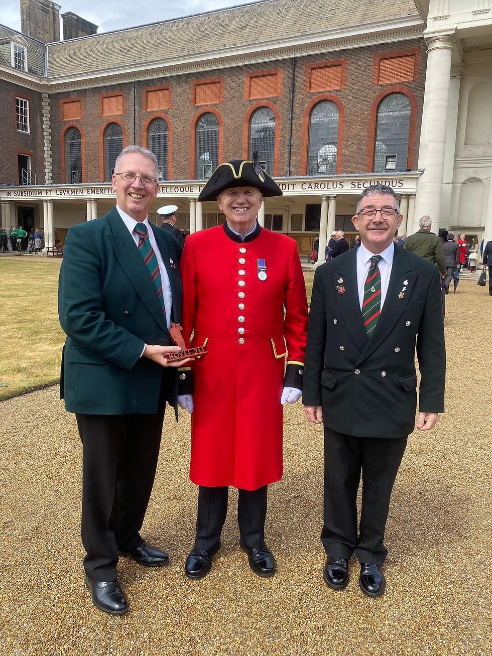 Colin Cranswick, Phil Watkins KOYLI, and Rob Smith at Chelsea Hospital for the Governors' Review