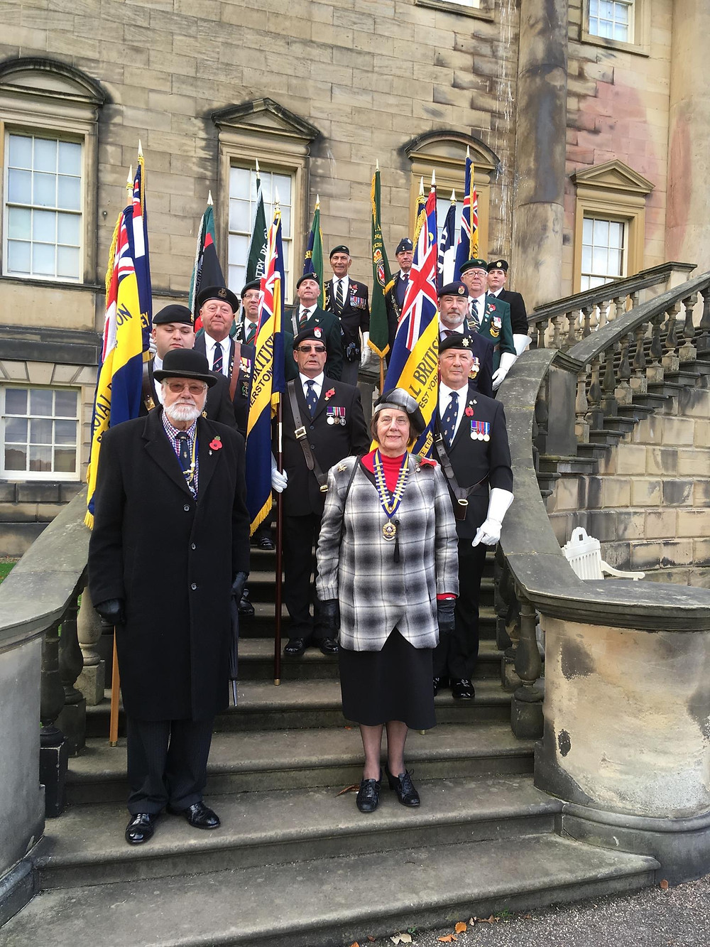 Rifles, Light Infantry and KOYLI Association Standards on parade at Nostell Priory