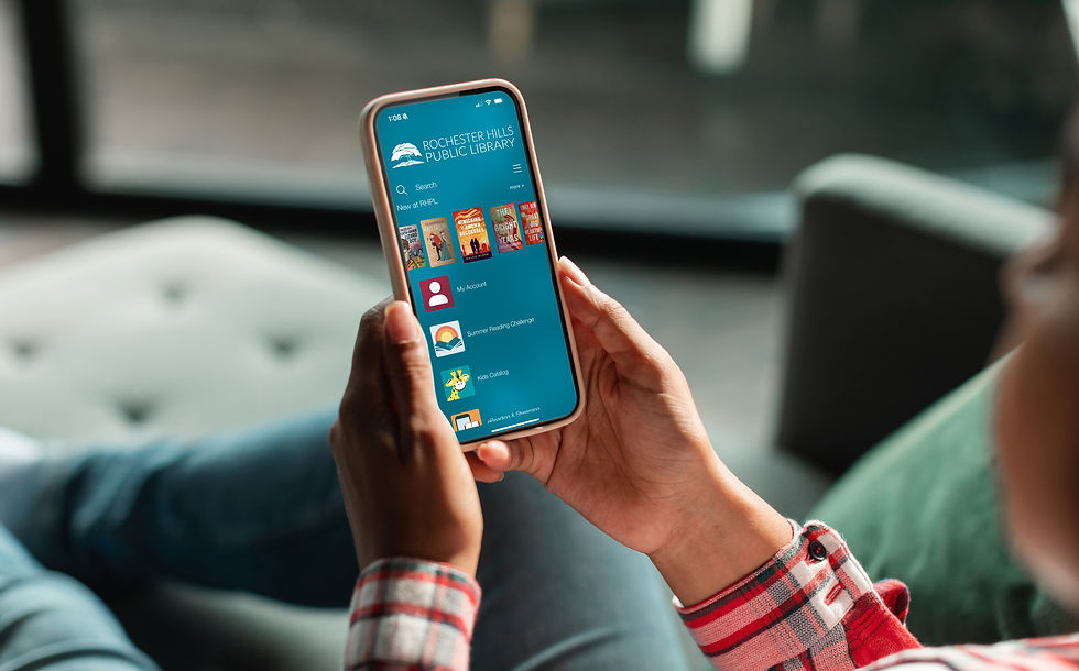 A person viewing the home screen of the RHPL app