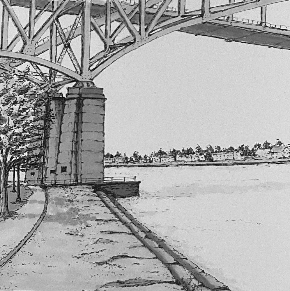 Under Blue Water custom hand-drawn fine art sketch detailed view