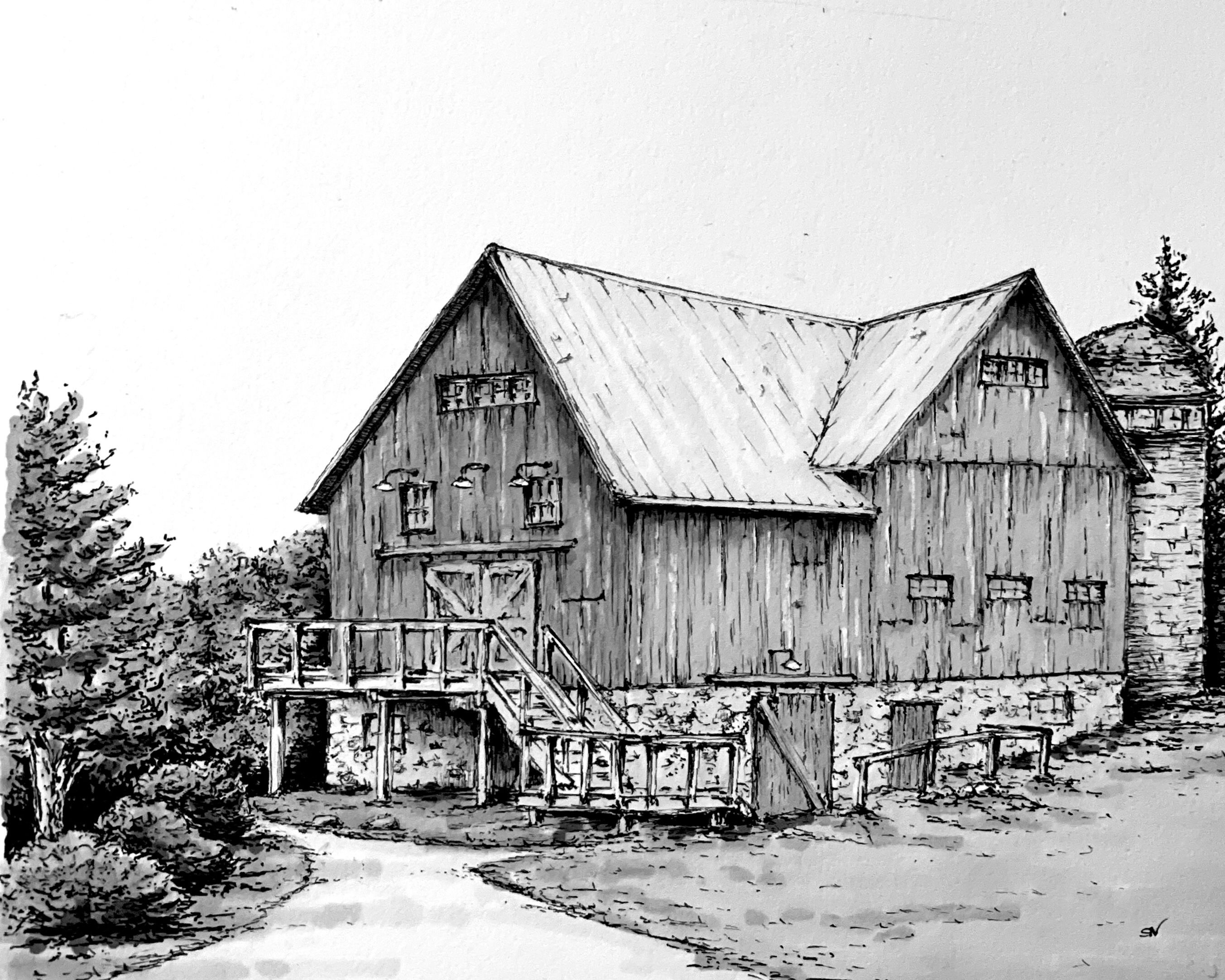 Starry Night Barn | Leelanau | Hand-Drawn Fine Art Print