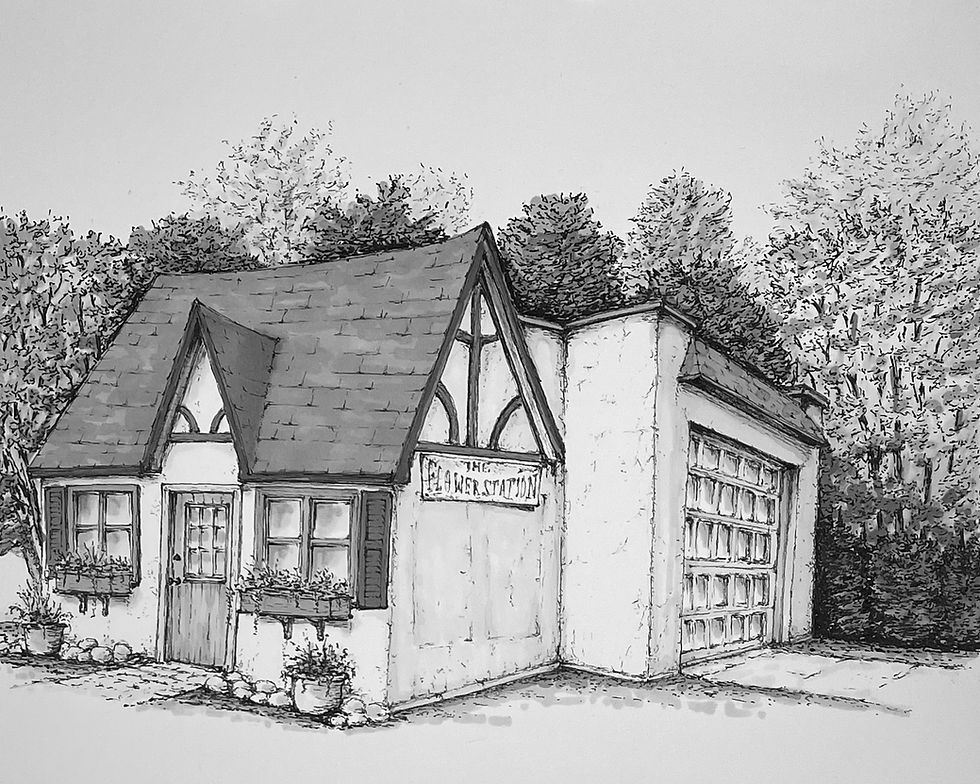 The Flower Station | Hand-drawn art by Scott Norman