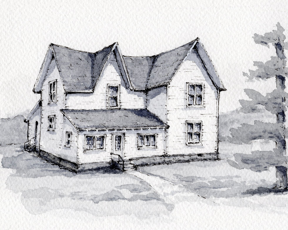 A Stoney Bend Prints painting of the Kelderhouse homestead in Port Oneida, Michigan.
