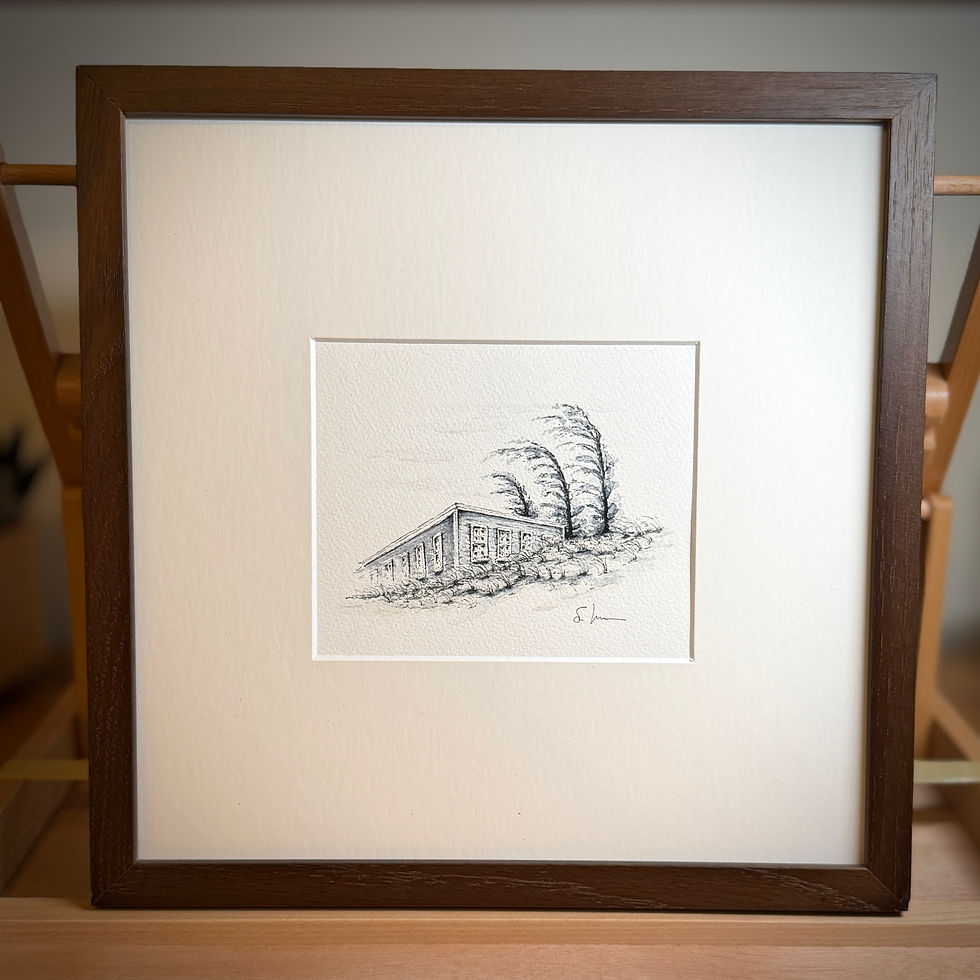 Framed view of Northern Winds an original watercolor from Stoney Bend