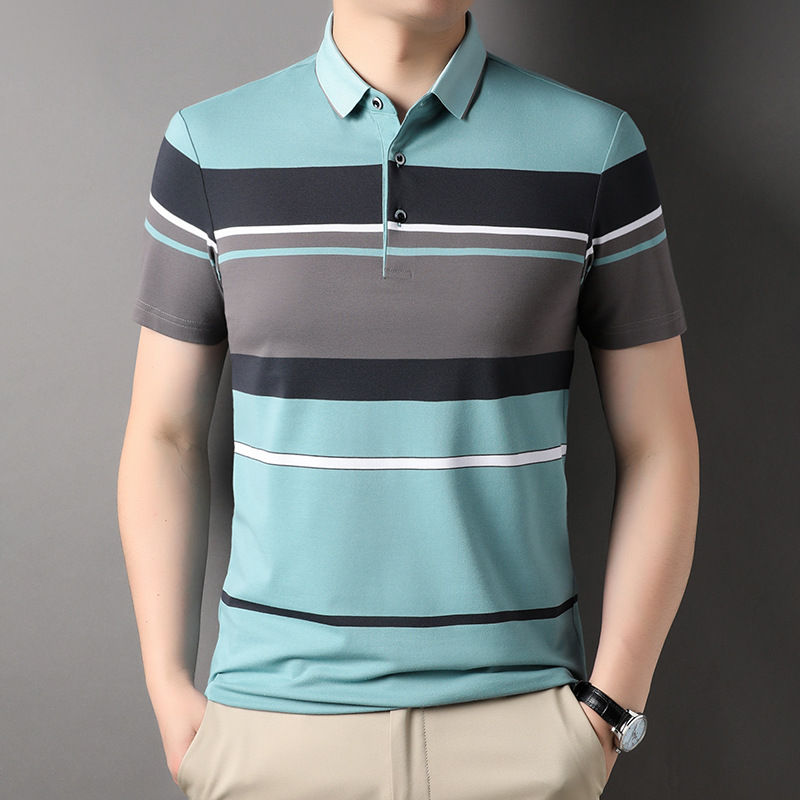 Thumbnail: 2023 Striped Short Sleeve Polo Shirt for Men