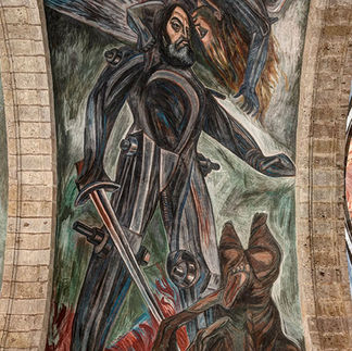 Cortes mural by Jose Clemente Orozco at Hospicio Cabañas