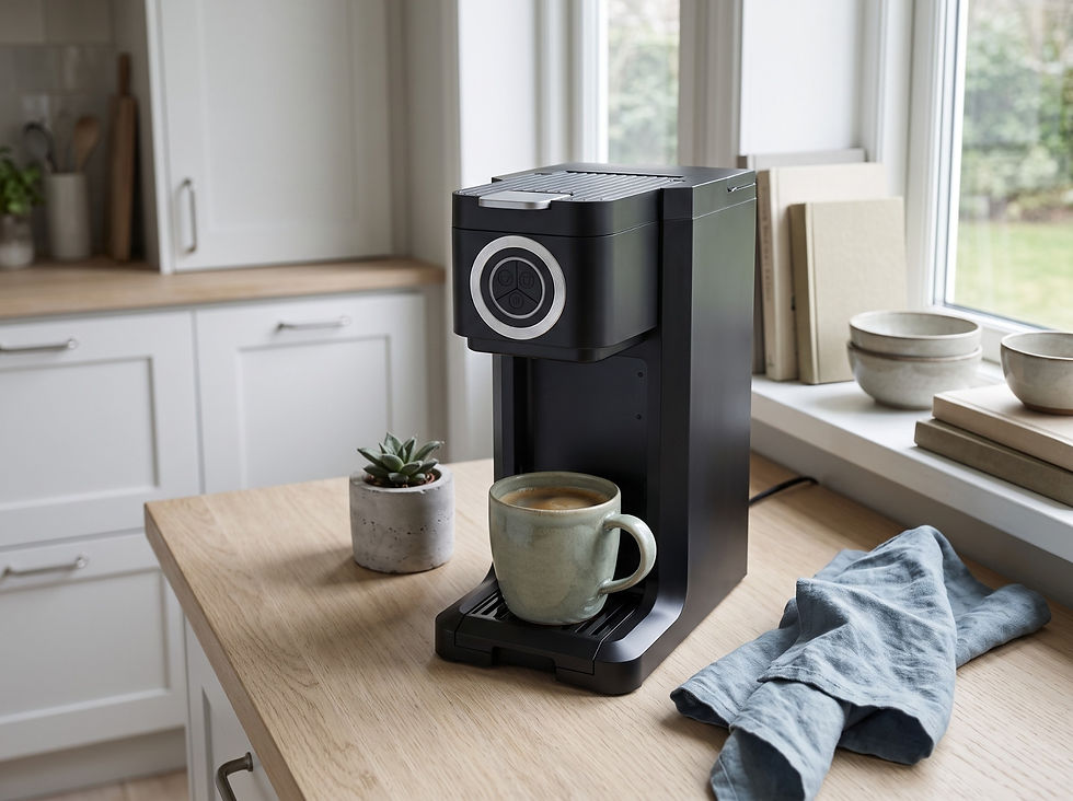 Black coffee maker with a ceramic cup — LumexHome Drink and Brew Solutions