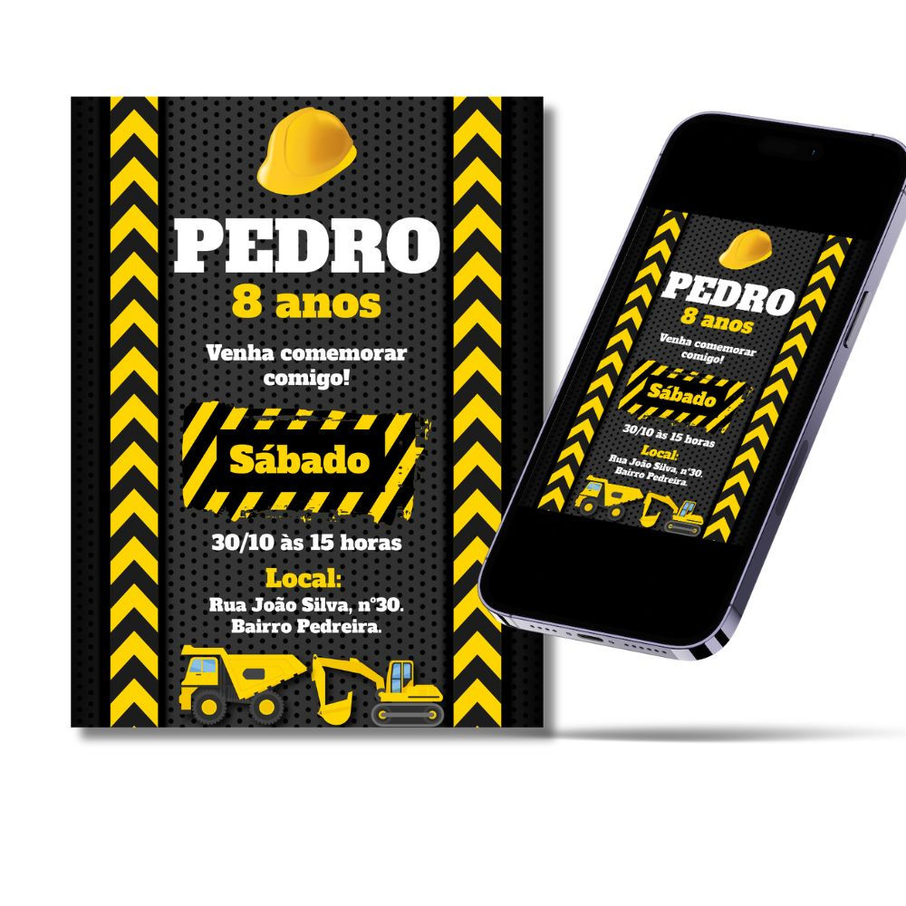 Convite Digital Construção cinza