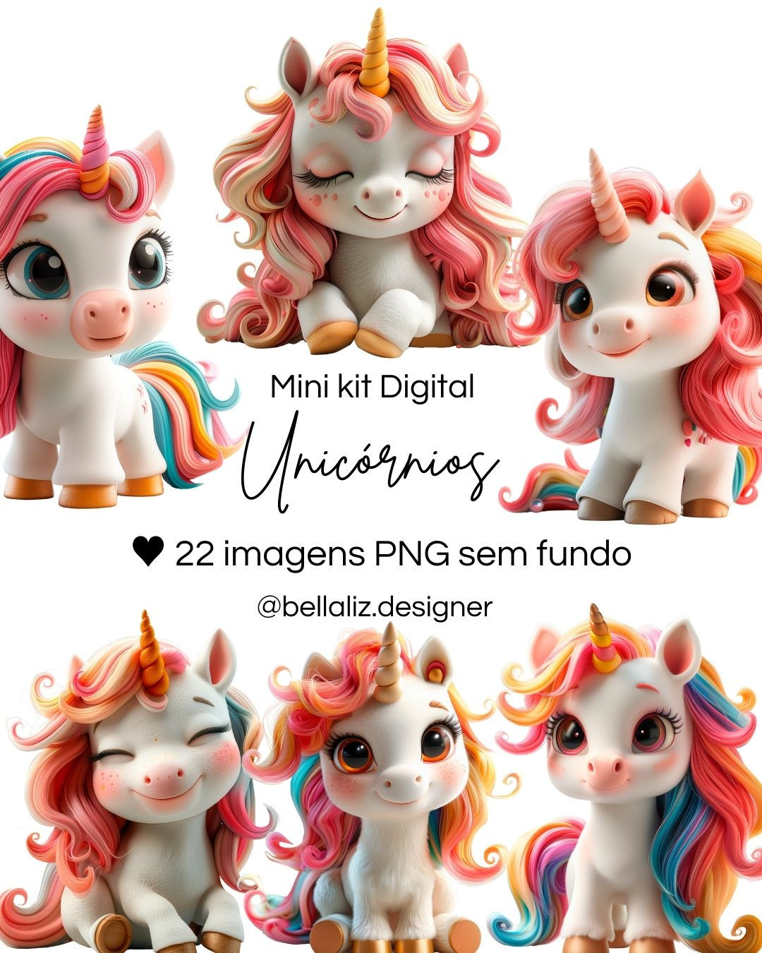 Mini Kit Digital Unicórnios 3D