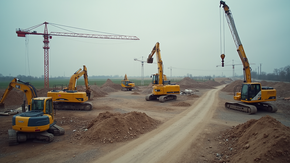 Vue d'ensemble d'un chantier de construction avec divers équipements