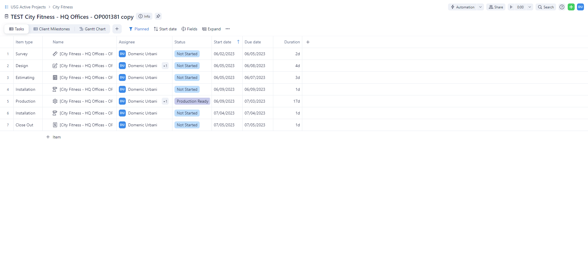 animation of USG PM software process in action.