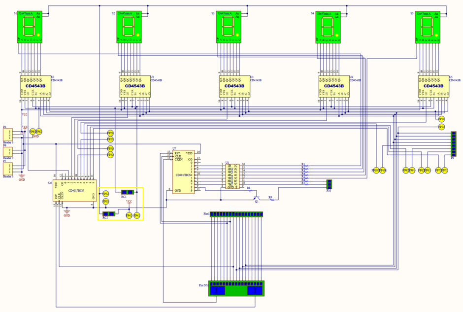 Here You Can See the Schematic for A Smaller Size 7-Segment. Size 33x47mm. Not Much Has Changed from The Previous Schematic. The I/O Of the Board Is a Bit More Organized Though.