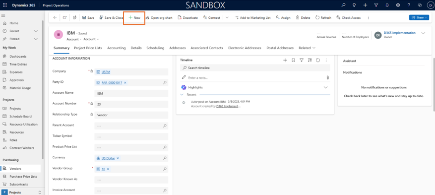 Vendor and Purchase Price List Management in Project Operations